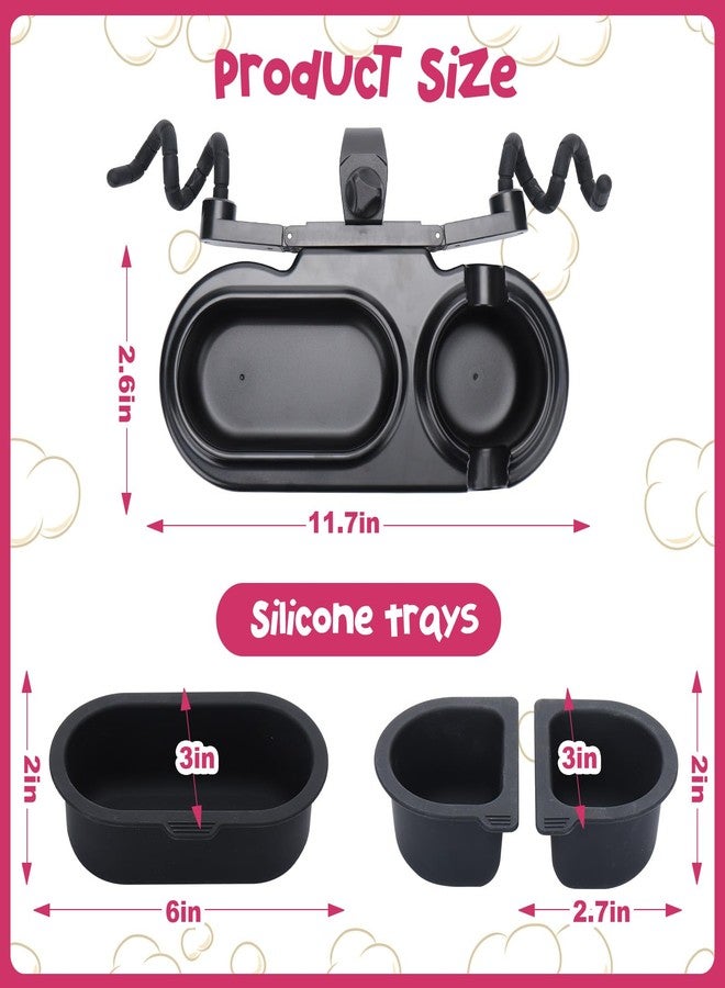 بوسوها صينية وجبات خفيفة عالمية لعربة الأطفال من بوسوها - 3 في 1: حاوية وجبات خفيفة، صينية حامل أكواب مع ذراع سيليكون مرن ومشبك، مع 3 أكواب سيليكون قابلة للإزالة، ملحقات سفر للأطفال الصغار. - Image 2